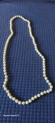 Vtg Cultured Natural Ivory Pearl Individualy Knotted Opera Lenth Pearl Necklace