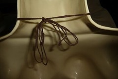 LARGE DARK BROWN SQUARE WOOD BEADS STRUNG ON CORD BOHO NECKLACE #195B