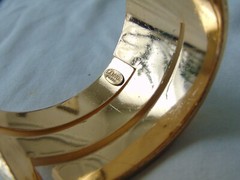 vintage 1970s Lanvin Paris signed gold wide clamp bracelet