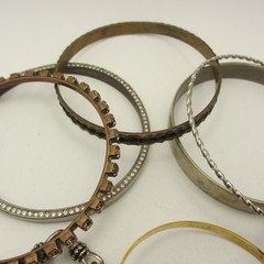 Vintage Bracelet Bangle Lot Silver Tone Alpaca Gold Tone Rhinestone