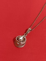 Vtg Sorrento Sterling Filigree Open Teardrop, Cubic Zirconia Pendant Necklace