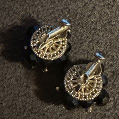 Vintage Vendome Gold-Tone Jet Rhinestone Screw Back Earrings