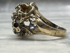 Vintage Brutalist Sterling Silver Gold Plated Statement Ring Sz 6.5 Modernist