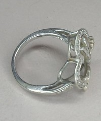 925 Sterling Silver Vintage Two Tone MOM Floral Love Heart Ring Sz 6.5