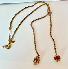Lot of 6 vintage costume jewelry pieces in red/gold tone shades