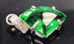 21.5 CT Natural Green Emerald Pendant Fancy Shape 925 Sterling Free Chain 6AGG