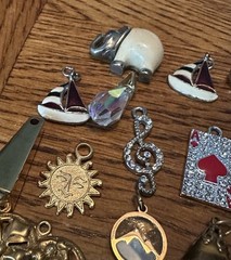 Vintage To Modern 40 Charms Lot Enamel Rhinestones Cameos Hearts Ace Flamingo