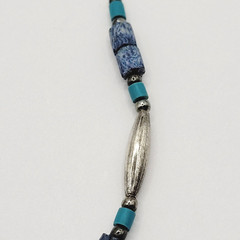 Southwestern Style Multi Color Blue Stone and Metal Vintage Necklace 17 Inch