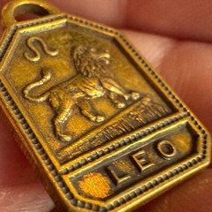 Vintage 1930s-1940s Zodiac Brass Charm LEO Gold Tone Astrology NOS