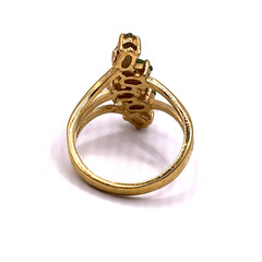 VTG 1970s Jadeite Cluster Ring Gold Tone Marquise Leaf Design Size 7.5 Estate