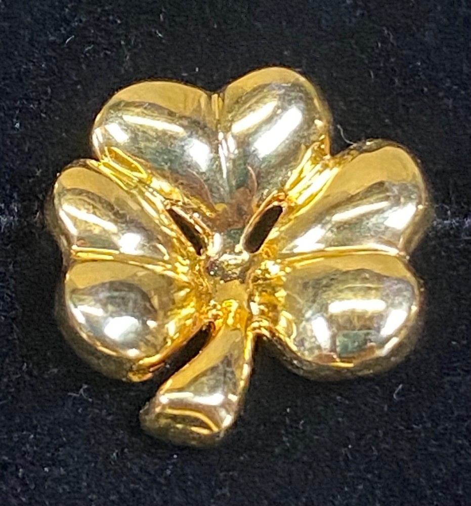 Vintage Clover Pin Shamrock Brooch Gold Tone 3 Leaf Clover Irish Ireland 0.5in