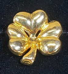 Vintage Clover Pin Shamrock Brooch Gold Tone 3 Leaf Clover Irish Ireland 0.5in