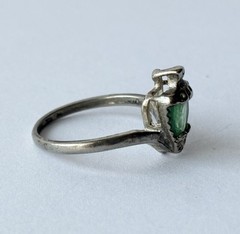 Vintage Sterling Silver 925 Emerald Bird Eagle Band Unique Ring Size 5.75