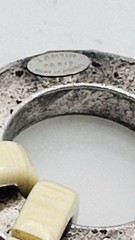 Lanvin Paris Statement Link Bracelet Signed Crystal Wood Resin Designer