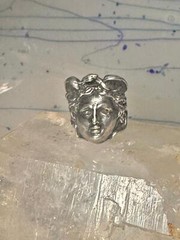 Face ring Mercury Greco Roman Classical face band size 7.50 sterling silver wome