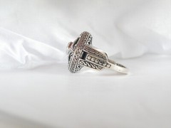 Sterling Silver 925 Heated Blue Topaz Etruscan Style Ring Size 9