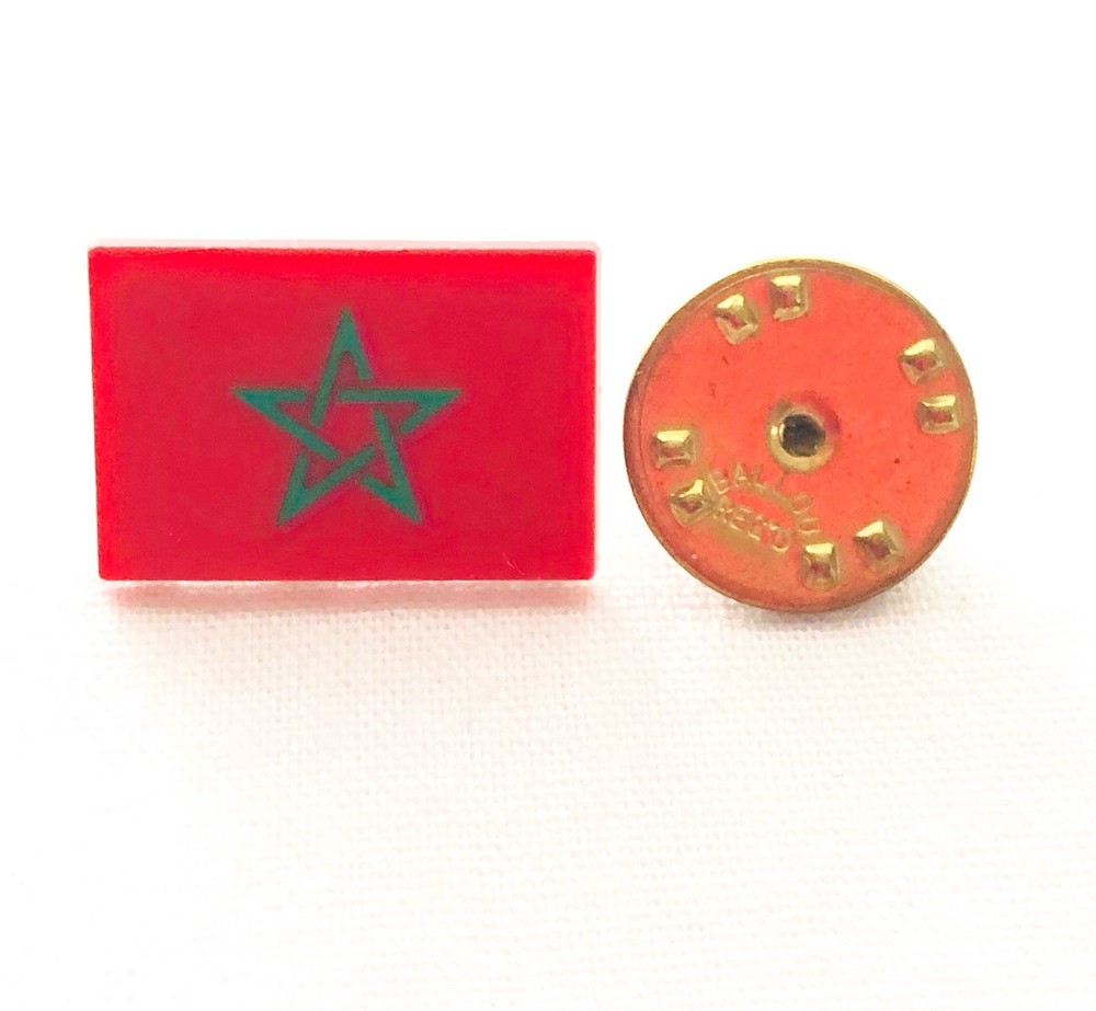 Ballou Morocco Moroccan Flag Lapel Tie Hat Pin Vintage Signed Jewelry Gift