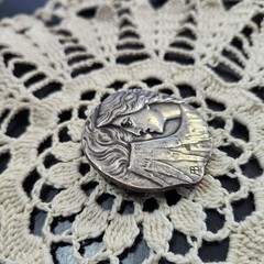 Rare AntiqueEarth & Fire Brooch/Button Armand Bargas Art Nouveau
