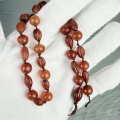 Vintage Possibly Antique Hand Knotted Carnelian Beaded Necklace Needs a Clasp
