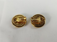 Vtg Yellow Gold Plated Swarovski Crystal Round Clip On Earrings Women’s Jewelry