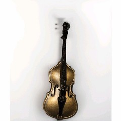 Vintage Gold Tone Black Violin Shaped Brooch Pin Musical Instrument Jewelry