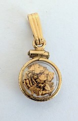 Antique Alaska 20k Natural Gold Placer Nuggets in Floating 14K GF Pendant
