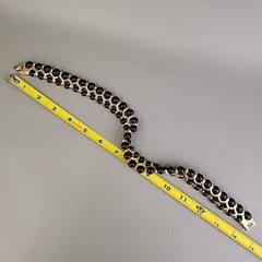 Vintage Beaded Necklace Black Gold Tone Collar Choker SHORT 14.5″