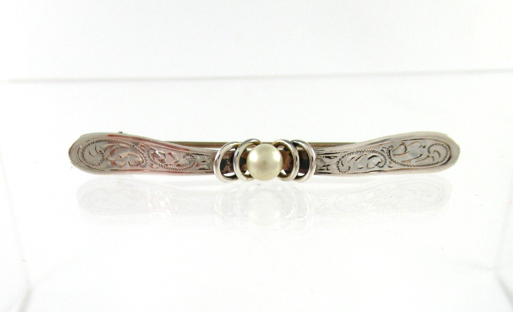 Vintage Theodor Klotz Teka 835 Silver Handarbeit Pearl Brooch GERMANY Engraved