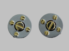 Erwin Pearl INDUSTRIAL Earrings Round Silver/Gold 2-Tone Clip Signed Vintage