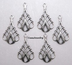 #3155 ANTIQUED STERLING SILVER PLATED CELTIC TEARDROP W/TOP HANG RING – 6 Pc Lot