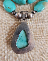 Vintage 925 Sterling Silver Genuine Turquoise Beaded Necklace