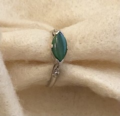 Art Deco JADE & DIAMOND RING, 14K White Gold – c1920, Green Jade Ring (5F141)