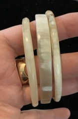 Vintage Boho Bangle Bracelets In White, Cream Colors Bovine Bone Set Of 3