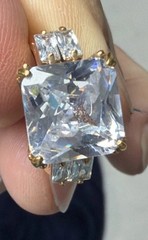 Vintage 5-Stone Engagement Cushion-Cut Moissanite & Baguette-Cut Stones Ring – 6