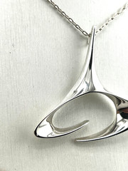 Mid- century modern pendant 925 Sterling silver 18″ long chain necklace unsigned