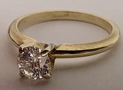 Vintage Solid 14k Yellow Gold Diamond Ring Estate, Natural Diamond, Antique 0.68