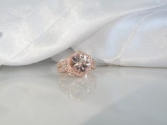 Rose Gold on Sterling Silver 925 Natural Irradiated Peach Morganite Ring Size 6