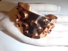 Vintage RENOIR Modernist Copper Cuff Bracelet Abstract Mid Century Modern Signed