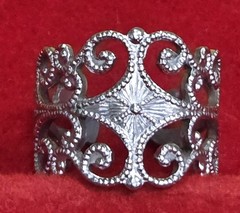 Vintage Sarah Coventry Ring ~ “Silvery Lace” 1974 Cuff Style Adjustable Size Scc
