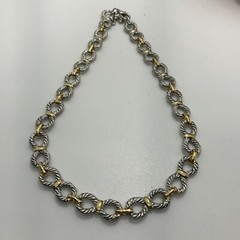 Vintage 2-tone Unique Link Chain Twisted Cable Design Adj. Necklace