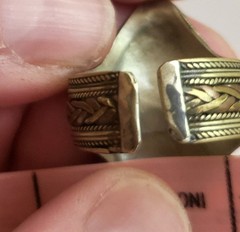 Vintage Tribal Boho Shield Ring Adjustable Ethnic Kuchi Tibetan Mixed Metal