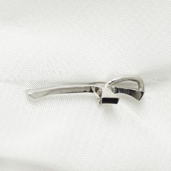 14K White Gold Curved Diamond Cross Necklace, Gold Line Finish, 1 x 1/2 Inch