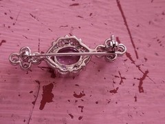 Vintage ladies purple color austrain crystal brooch & cubic zirconia dainty