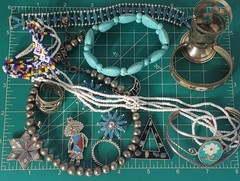 Vtg SOUTHWESTERN Silver Plated Alpaca Mixed Metals Jewlery Lot Collection 15 Pcs