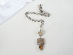 Silpada Sterling Silver 925 Rustic Boho Abalone Rolo Chain Link Necklace