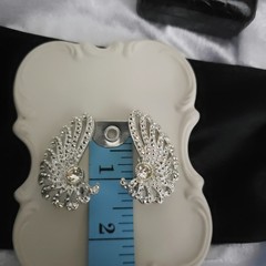 Vtg Rhinestone Leaf Wing Clip Earrings Climber Sara Coventry 60s Glam Silvertone