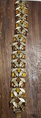 VTG Francois by Coro Bracelet – Gold Tone Topaz colored Rhinestone Bracelet