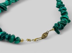 VTG Malachite Jewelry Necklace Earrings Bracelet w/ 14k Gold Clasp Married Set