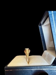 Antique Yellow Gold Old Cut Diamond Filigree Engagement Ring Size: 8