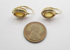 1.54CTW Marquise Shape Citrine Drop Earrings 14 Karat Yellow Gold 20 MM